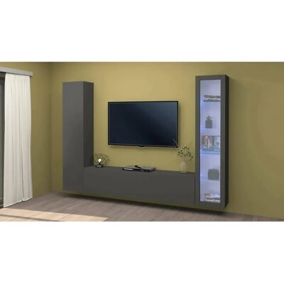 Dmora Girolamo Wandmöbel - TV-Set mit Vitrine & LED-Licht Dmora Girolamo Wandmöbel - TV-Set mit Vitrine & LED-Licht