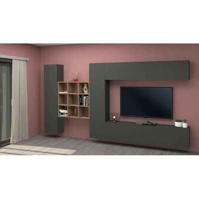 Dmora Gualtiero Unidad de Pared para TV - Antracita Modular - Muebles para Salón Dmora Gualtiero Unidad de Pared para TV - Antracita Modular - Muebles para Salón