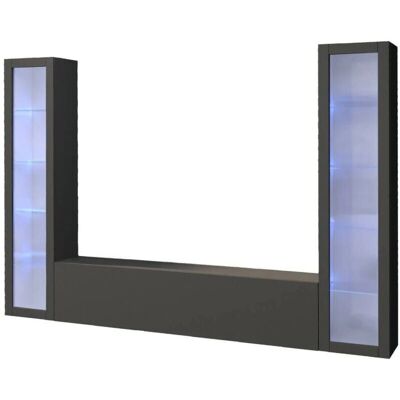 Mueble de pared Dmora con luces LED - 260x30x180cm Mueble de pared Dmora con luces LED - 260x30x180cm