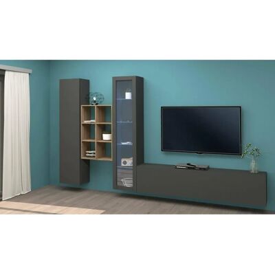 DMORA Mueble de Pared Antracita - Mueble de Salón DMORA Mueble de Pared Antracita - Mueble de Salón