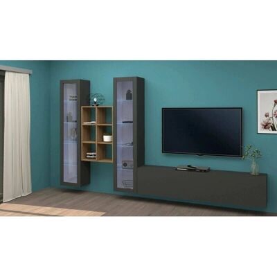 DMORA Wandregal Eros - TV-Schrank mit 3 Türen - Vielseitiges Wohnzimmermöbel DMORA Wandregal Eros - TV-Schrank mit 3 Türen - Vielseitiges Wohnzimmermöbel
