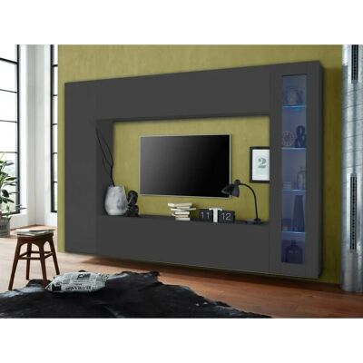 DMORA Mueble de pared - Soporte TV, vitrina, luz LED - 260x30h180 DMORA Mueble de pared - Soporte TV, vitrina, luz LED - 260x30h180