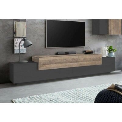 Dlamann Mueble para TV - Diseño moderno italiano - Antracita y Arce Dlamann Mueble para TV - Diseño moderno italiano - Antracita y Arce