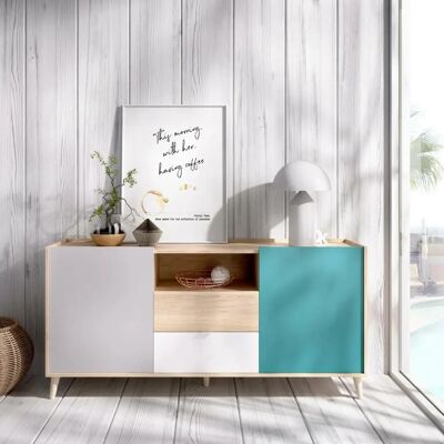DMORA Rainier Credenza - Modernes 2-türiges Sideboard - 155x43h75 cm DMORA Rainier Credenza - Modernes 2-türiges Sideboard - 155x43h75 cm