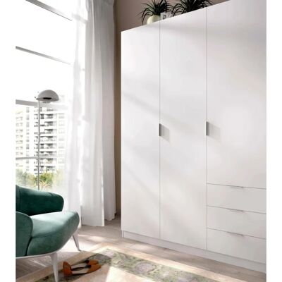 Armario Cimone DMORA - 3 Puertas, 3 Cajones, Blanco - Armario Armario Cimone DMORA - 3 Puertas, 3 Cajones, Blanco - Armario
