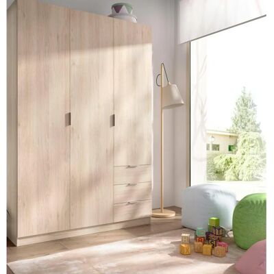 Armario Cimone de DMORA - 3 Puertas, 3 Cajones, 121x52x184 cm - Roble Armario Cimone de DMORA - 3 Puertas, 3 Cajones, 121x52x184 cm - Roble