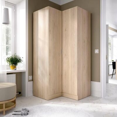 DMORA Elgon Kleiderschrank - Platzsparender Eckschrank mit Regalen DMORA Elgon Kleiderschrank - Platzsparender Eckschrank mit Regalen