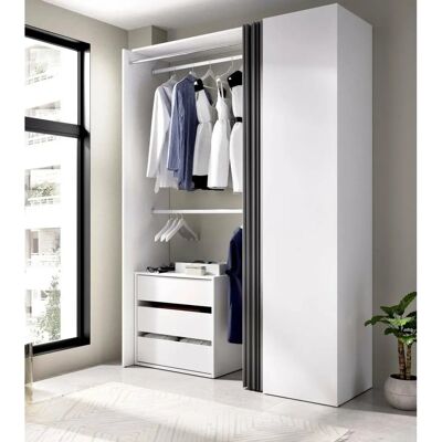 DMORA Weiße Antrazit Kleiderschrank - Moderner Platzsparender Schrank DMORA Weiße Antrazit Kleiderschrank - Moderner Platzsparender Schrank