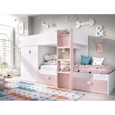 Cama infantil DMORA - Armario y Cajones - 271x111cm Cama infantil DMORA - Armario y Cajones - 271x111cm
