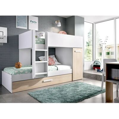 Dmora Eiger Cama Infantil - Blanco y Roble - 244x112cm Dmora Eiger Cama Infantil - Blanco y Roble - 244x112cm