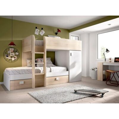 Cama doble compacta Dmora con armario - Mueble infantil Cama doble compacta Dmora con armario - Mueble infantil