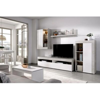 DMORA Weiße und Zement modulare Wohnzimmer-Set - Wandunit DMORA Weiße und Zement modulare Wohnzimmer-Set - Wandunit