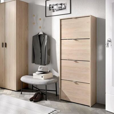 Dmora Vettore Zapatero - Roble, 4 puertas, 61x25x149cm Dmora Vettore Zapatero - Roble, 4 puertas, 61x25x149cm