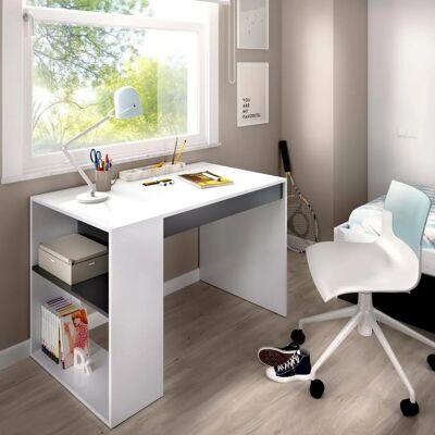 DMORA Weiß-Schwarz umkehrbares Büro-Schreibtisch mit Regalen - Schreibtisch DMORA Weiß-Schwarz umkehrbares Büro-Schreibtisch mit Regalen - Schreibtisch