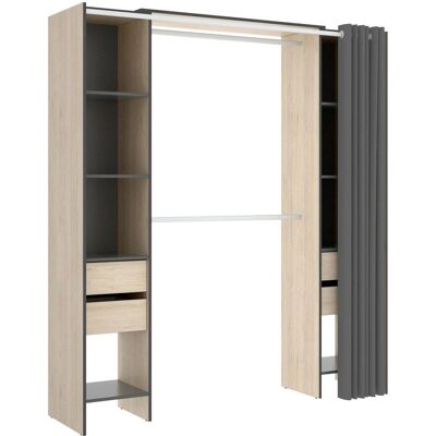 DMORA Kleiderschrank Resegone - Verstellbarer Schrank mit Regalen & Stange - 180x50h205 cm DMORA Kleiderschrank Resegone - Verstellbarer Schrank mit Regalen & Stange - 180x50h205 cm