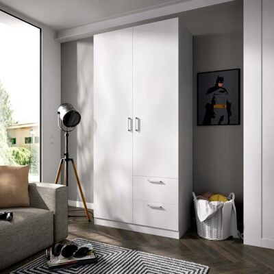 Armario Dmotta Blanco con 2 Puertas y 2 Cajones - Armario Armario Dmotta Blanco con 2 Puertas y 2 Cajones - Armario