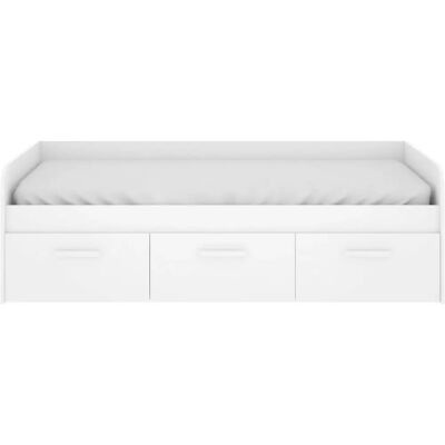 Cama de almacenamiento Dmora Daabou - Blanco, 3 cajones, Diseño moderno Cama de almacenamiento Dmora Daabou - Blanco, 3 cajones, Diseño moderno