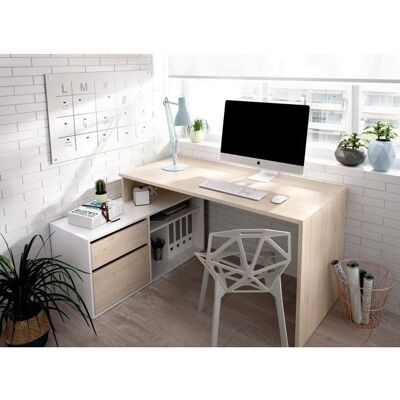 DMORA Scrivania angolare rovere bianco - Scrivania DMORA Scrivania angolare rovere bianco - Scrivania