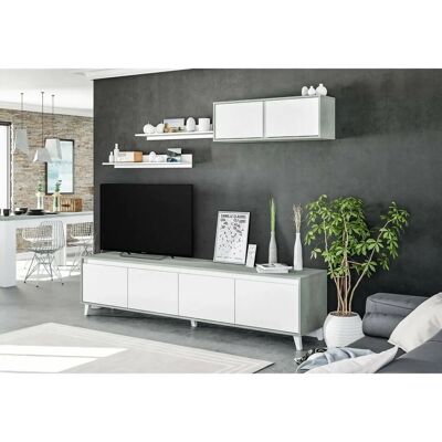 DMORA Unidad de Pared Moderna de Cemento Blanco - Almacenamiento en Sala DMORA Unidad de Pared Moderna de Cemento Blanco - Almacenamiento en Sala