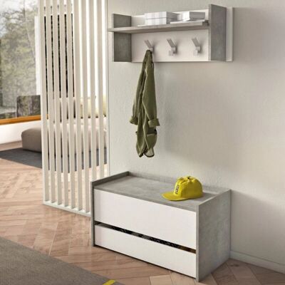 Mueble de entrada Dmora Brionia - Perchero moderno y zapatero Mueble de entrada Dmora Brionia - Perchero moderno y zapatero
