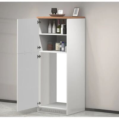 Plinio - Despensa Cocina - Blanc brillant et chêne - Storage cabinet - Publicité Plinio - Despensa Cocina - Blanc brillant et chêne - Storage cabinet - Publicité