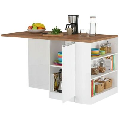 DMORA - dcannaval - Blanco brillo - Roble - Kitchen Island DMORA - dcannaval - Blanco brillo - Roble - Kitchen Island