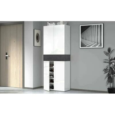 Dmora Moris Buffet d'Entrée - Gain de Place, Fabriqué en Italie, 5 Portes, Blanc & Anthracite - Meuble d'Entrée - Publicité Dmora Moris Buffet d'Entrée - Gain de Place, Fabriqué en Italie, 5 Portes, Blanc & Anthracite - Meuble d'Entrée - Publicité