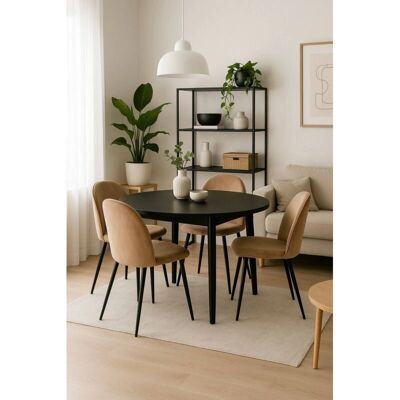 DMORA - Sedia Dabruzzes - Beige - Velvet - Silla de comedor DMORA - Sedia Dabruzzes - Beige - Velvet - Silla de comedor