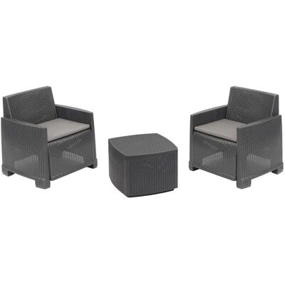 DMORA Laigueglia Gartenset - Rattan-Effekt, 2 Stühle & Stahtisch DMORA Laigueglia Gartenset - Rattan-Effekt, 2 Stühle & Stahtisch