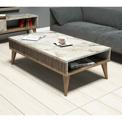 Dmora - Capricorn - Walnuss - Weiß - Couchtisch Dmora - Capricorn - Walnuss - Weiß - Couchtisch