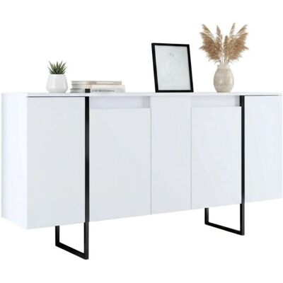 Dmora - Betel - Blanc et Noir - 160x35x80 cm - Sideboard - Publicité Dmora - Betel - Blanc et Noir - 160x35x80 cm - Sideboard - Publicité