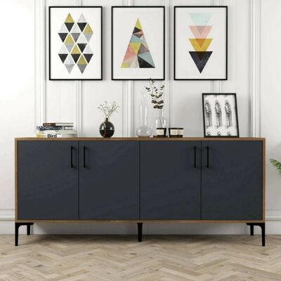 Dmora - Aparador Orionis - Nogal y Antracita - 180x35x78 cm - Sideboard Dmora - Aparador Orionis - Nogal y Antracita - 180x35x78 cm - Sideboard