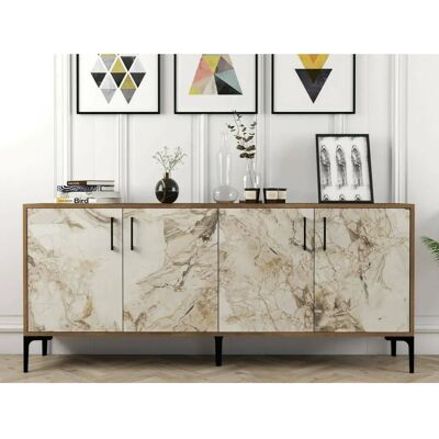 Dmora - Orionis - Nussbaum - Marmor Weiß - Sideboard Dmora - Orionis - Nussbaum - Marmor Weiß - Sideboard