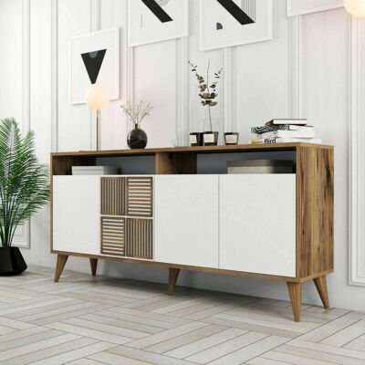 DMORA - Scorpio - Noce e Bianco - 160x35x79 cm - Consola DMORA - Scorpio - Noce e Bianco - 160x35x79 cm - Consola