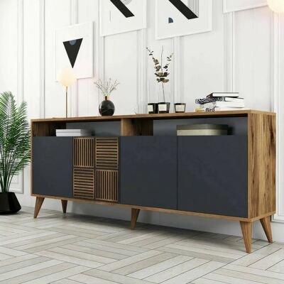 Dmora Virgo - 180x35h79 cm - Walnuss und Anthrazit - Konsole Dmora Virgo - 180x35h79 cm - Walnuss und Anthrazit - Konsole