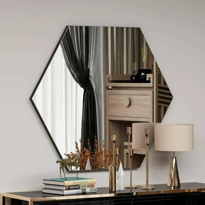 Dmora - Espejito Parvati - Negro - 70x60 cm - Decoración de espejo Dmora - Espejito Parvati - Negro - 70x60 cm - Decoración de espejo