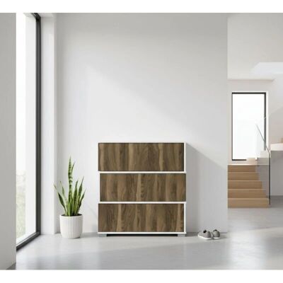 Dmora - Zapatero Baten - Blanc Noyer - 90x30x93 cm - Shoe Cabinet - Publicité Dmora - Zapatero Baten - Blanc Noyer - 90x30x93 cm - Shoe Cabinet - Publicité