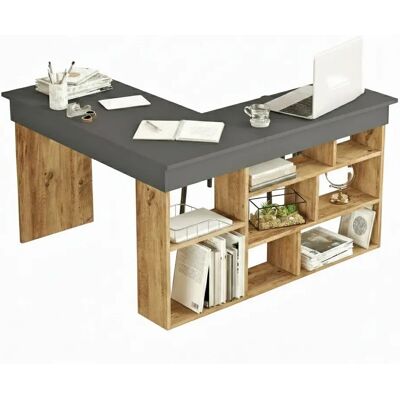Dmora - Angete - 129x120x72 cm - Eiche und Schwarz - Desk Dmora - Angete - 129x120x72 cm - Eiche und Schwarz - Desk
