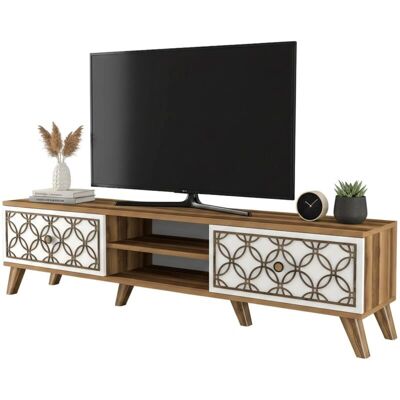 Dmora - Skat - Nogal y Blanco - TV mueble Dmora - Skat - Nogal y Blanco - TV mueble