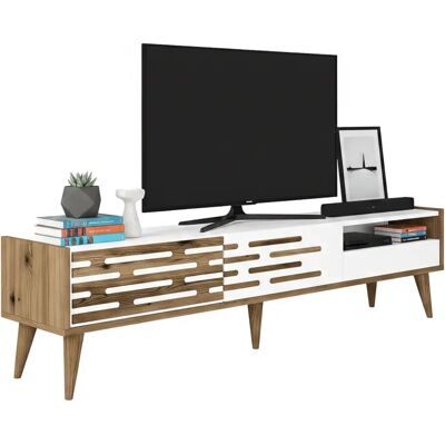 Dmora - Alnilam - Blanco y Nogal - 180x45x35 cm - TV stand Dmora - Alnilam - Blanco y Nogal - 180x45x35 cm - TV stand