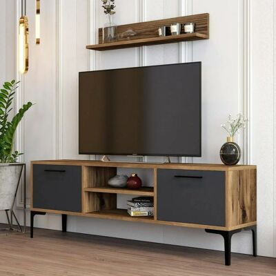 Dmora - Tureis - Walnuss - Anthrazit - TV-Schrank Dmora - Tureis - Walnuss - Anthrazit - TV-Schrank