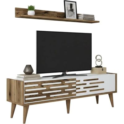 Dmora - Achernar - 140x45h35 cm - Nogal y Blanco - TV cabinet Dmora - Achernar - 140x45h35 cm - Nogal y Blanco - TV cabinet