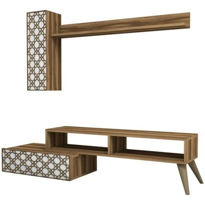 Dmora - Sterope - Nogal y Blanco - Mueble de pared Dmora - Sterope - Nogal y Blanco - Mueble de pared