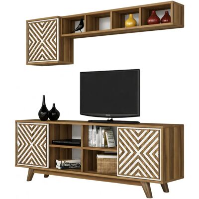 DMORA - Nair - Nussbraun und Weiß - TV-Schrank DMORA - Nair - Nussbraun und Weiß - TV-Schrank