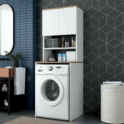DMORA - Bellona - Blanco y Nogal - Storage cabinet DMORA - Bellona - Blanco y Nogal - Storage cabinet