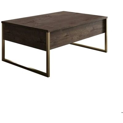 Dmora Dgiagnon - Mesa de café moderna Nogal y Oro 90x60x40 cm Dmora Dgiagnon - Mesa de café moderna Nogal y Oro 90x60x40 cm