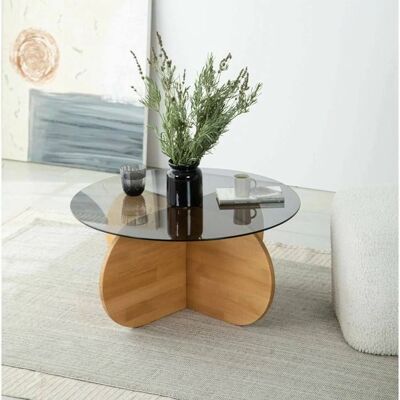 Mesa de café Dmora - 75x75h35 cm - Roble - Diseño moderno y multifuncional Mesa de café Dmora - 75x75h35 cm - Roble - Diseño moderno y multifuncional