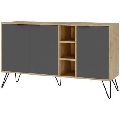 Dmora Mueble de salón en Roble y Antracita Dmora Mueble de salón en Roble y Antracita