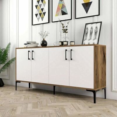 Aparador Dmora Nogal y Blanco - Mueble para sala Aparador Dmora Nogal y Blanco - Mueble para sala
