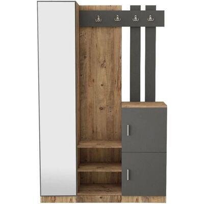 Consola de entrada Dmora con almacenamiento - 114x38h180 cm, Roble y Antracita Consola de entrada Dmora con almacenamiento - 114x38h180 cm, Roble y Antracita